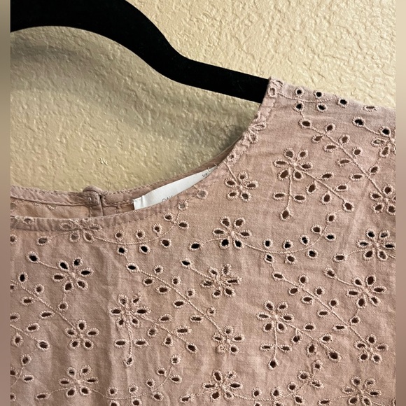 OAK + FORT | tan eyelet blouse | small - Picture 2 of 4